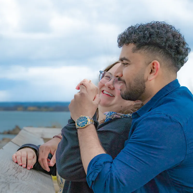 Candid proposal photography by Greasypixel — couple's first moment as engaged partners in Ontario