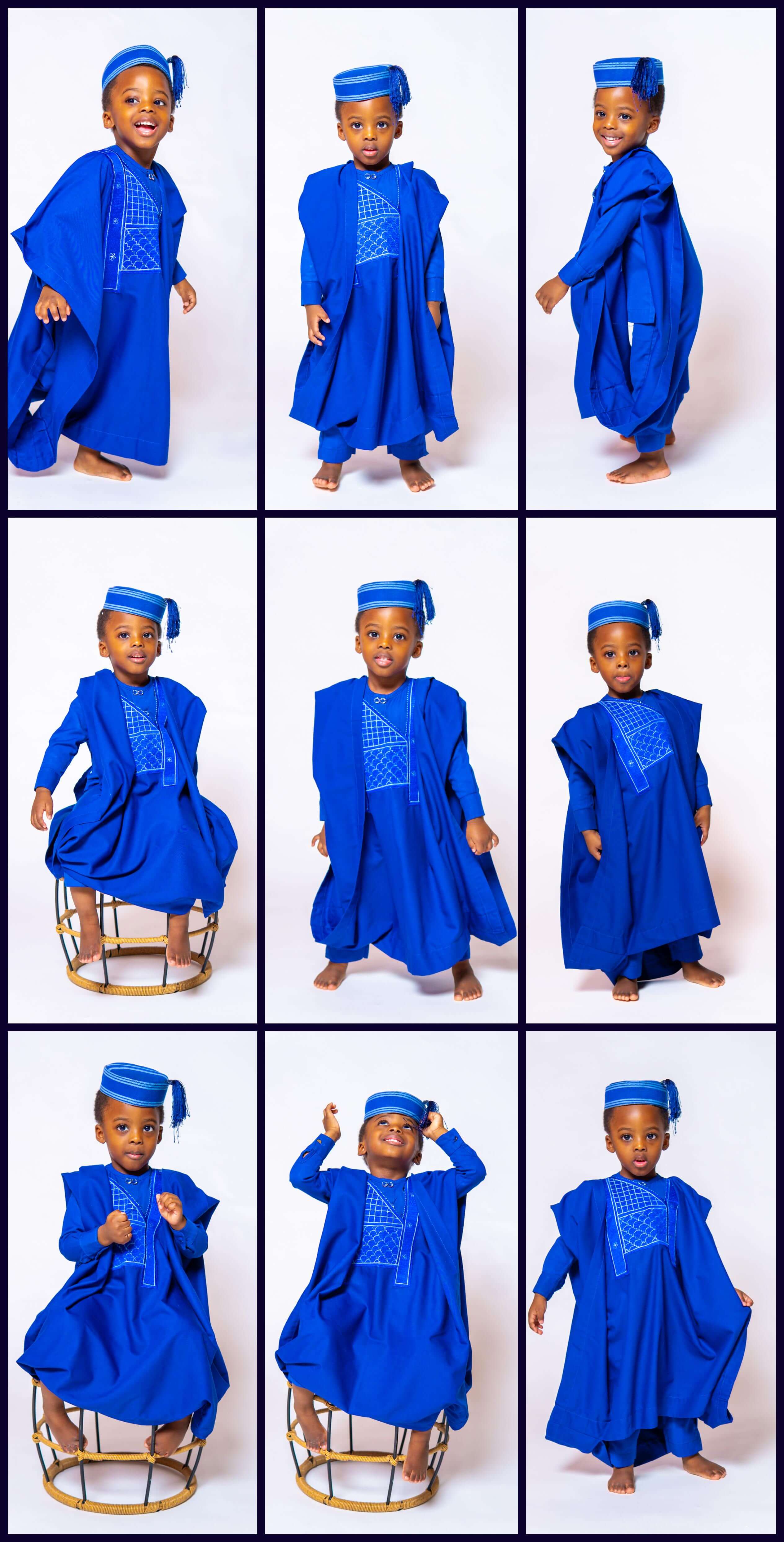 3 year old's birthday photoshoot combining traditional and modern outfit