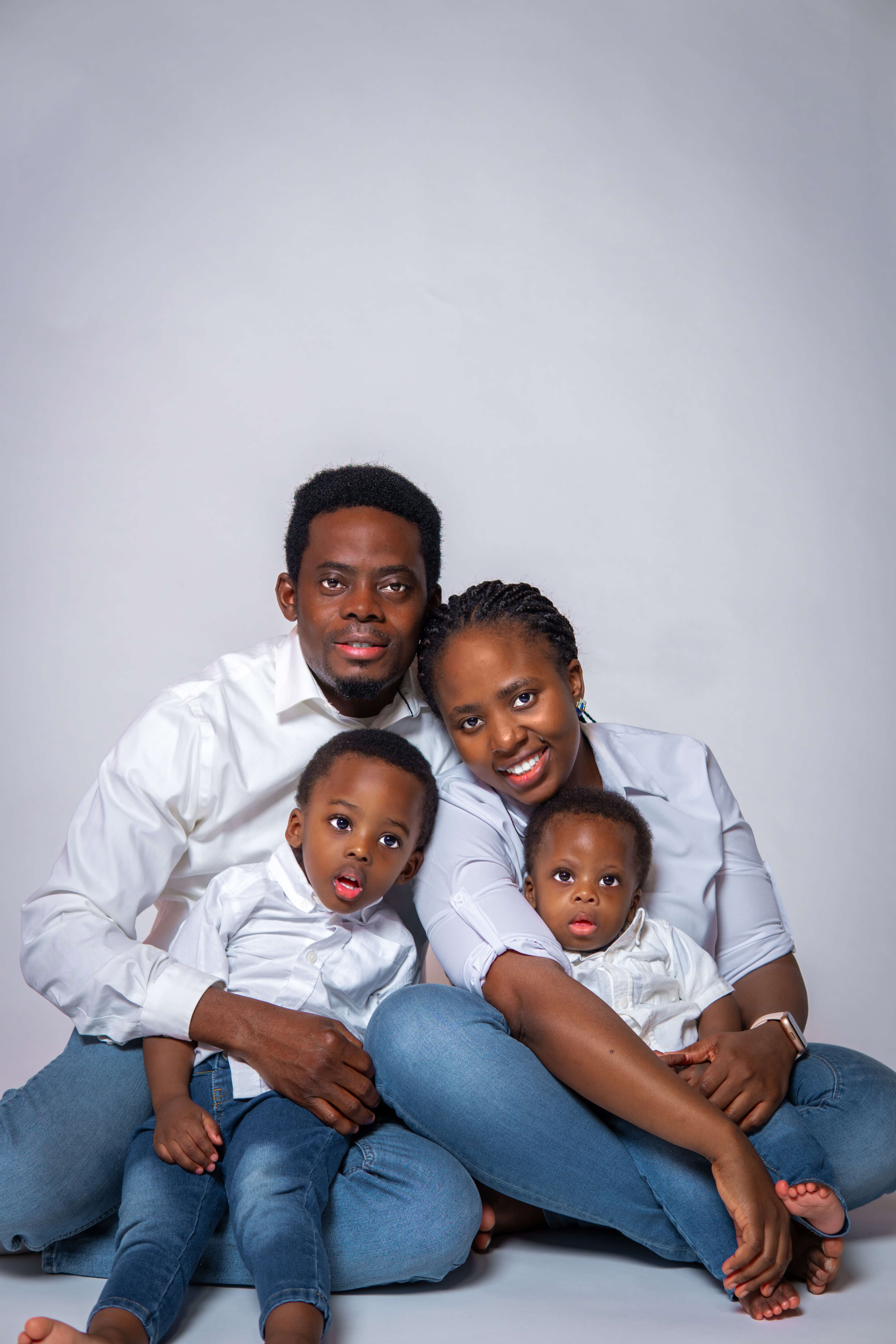 Professional family portrait by Greasypixel Photography in Kitchener studio