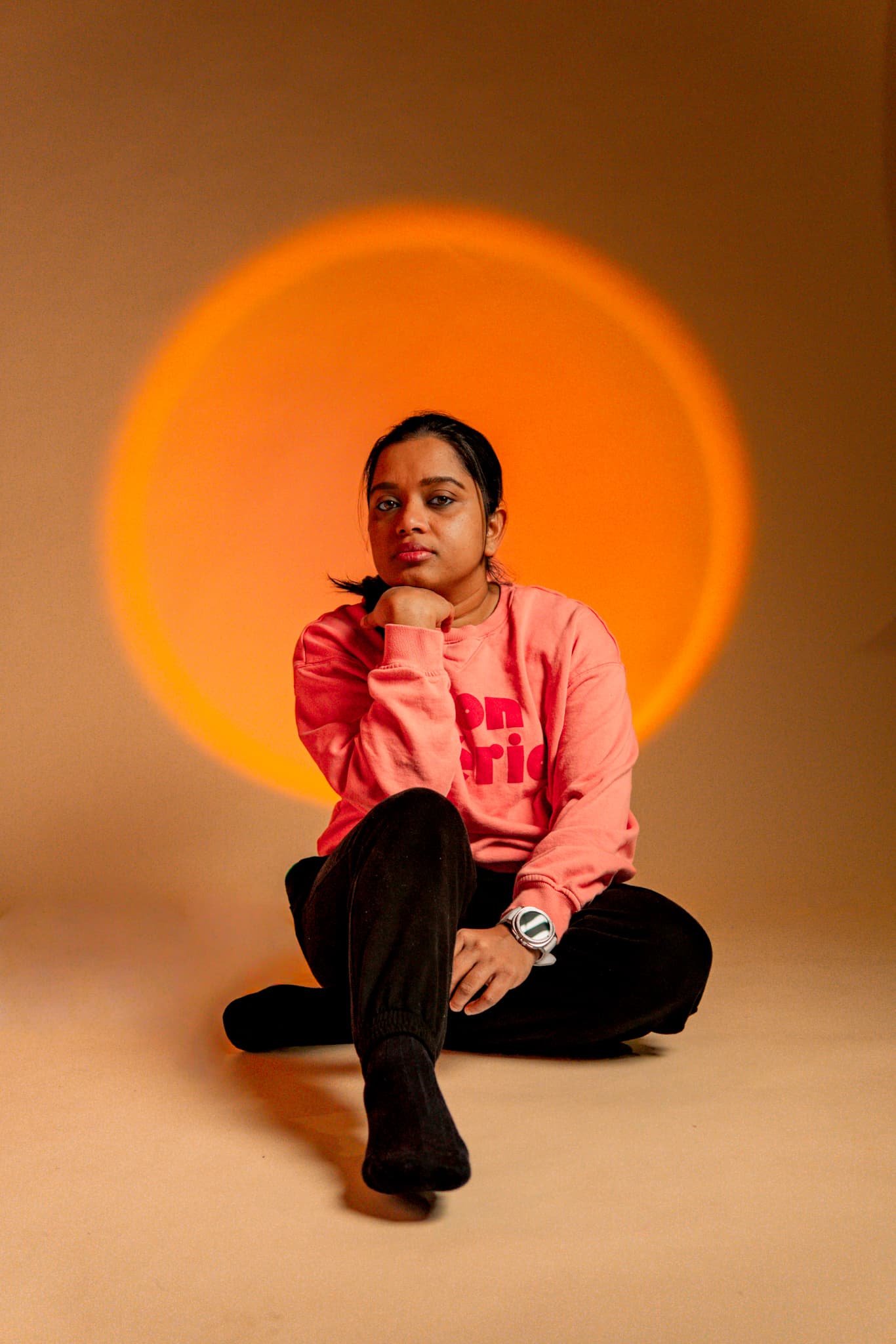 Modern fashion portrait with studio lighting